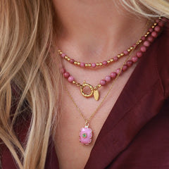 Gouden ketting element stone rose quartz