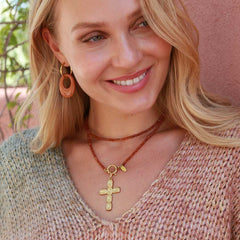 Long necklace facet Orange Garnet