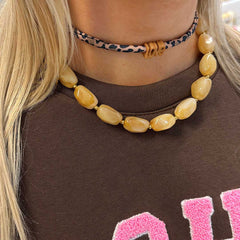 Gouden ketting rocks beige