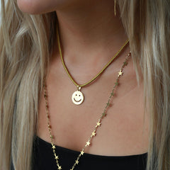 Necklace smiley cord gold