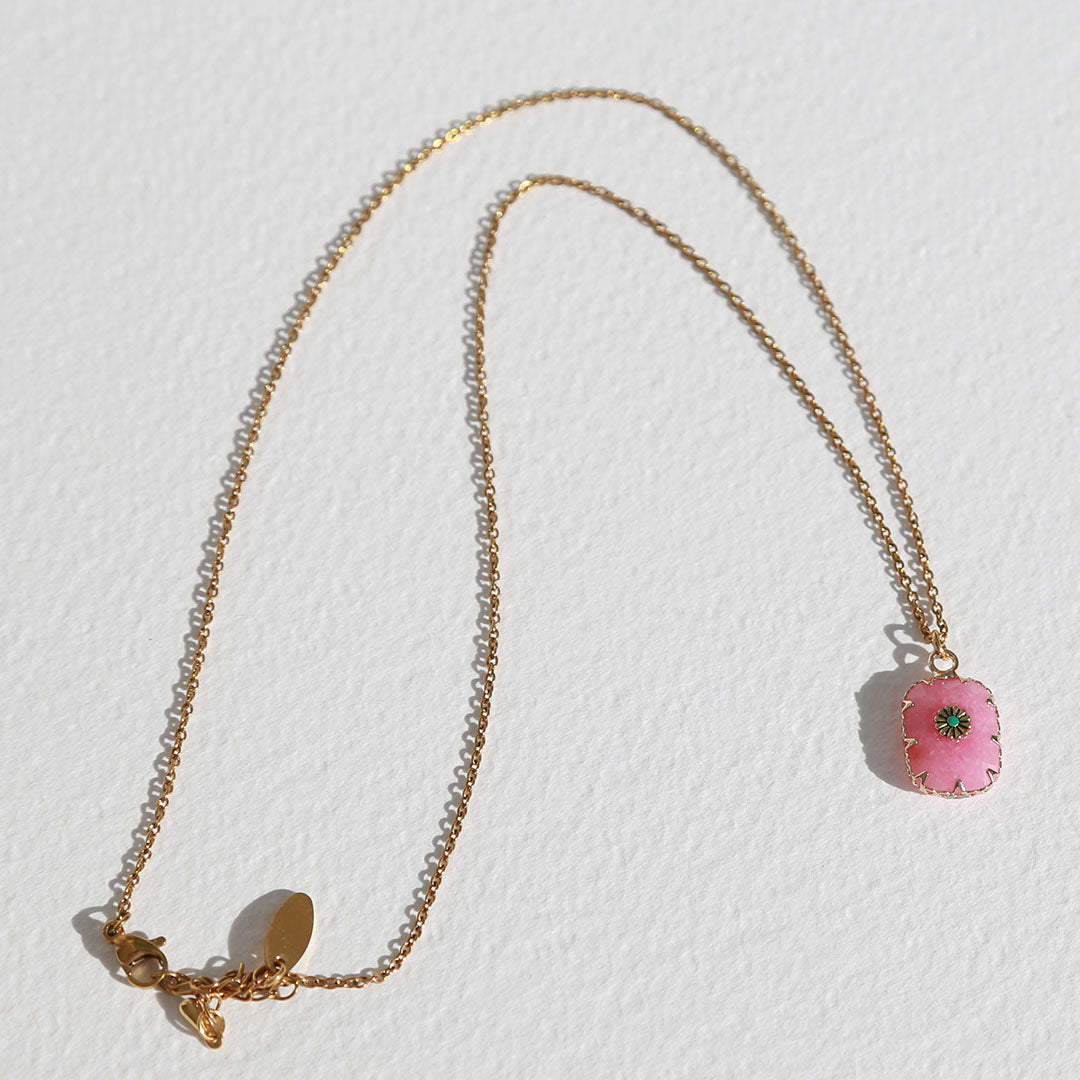 Gouden ketting element stone rose quartz