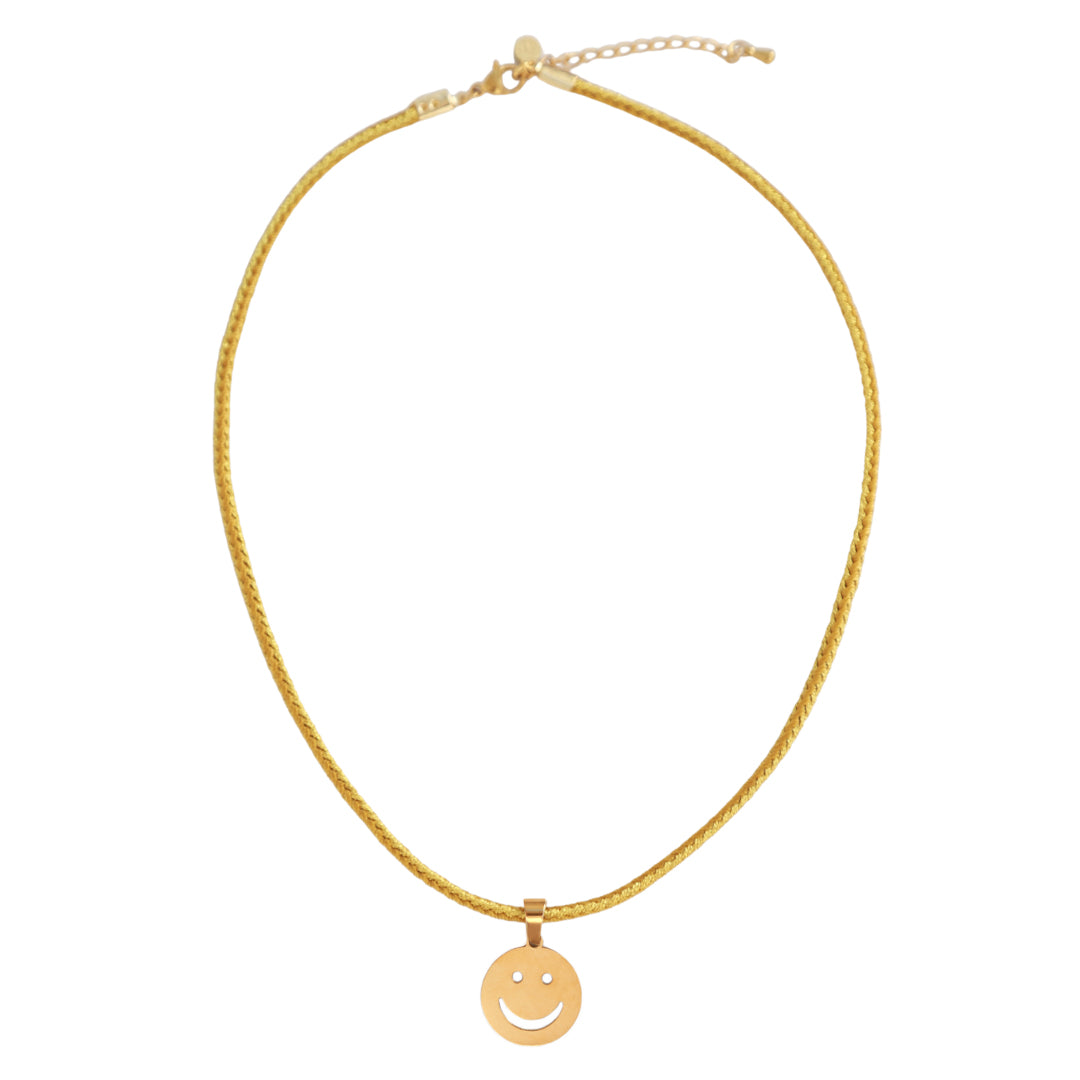 Necklace smiley cord gold