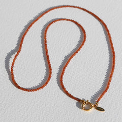 Long necklace facet Orange Garnet