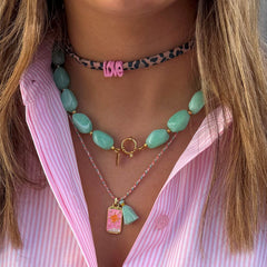 Gold necklace Rocks turquoise