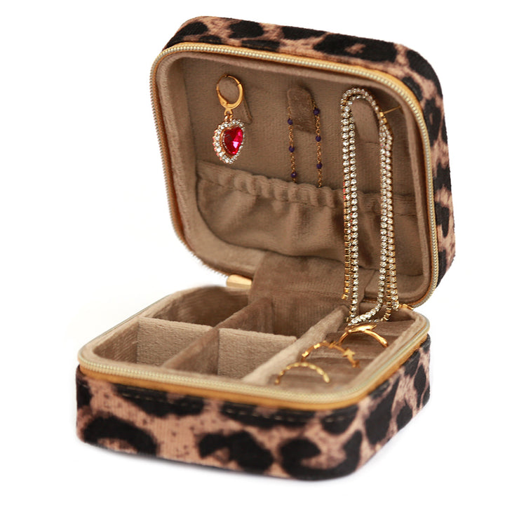 Boîte à bijoux velours léopard