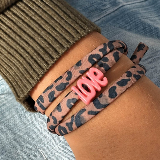 Armband Leopard love - kies je eigen kleur!