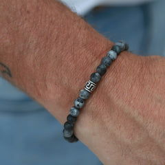 Armband aus grauem Stein für Herren