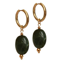 Gouden oorbellen pastille groen