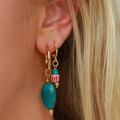 Golden earrings pastille emerald
