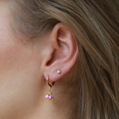 Gouden oorbellen coin pink purple