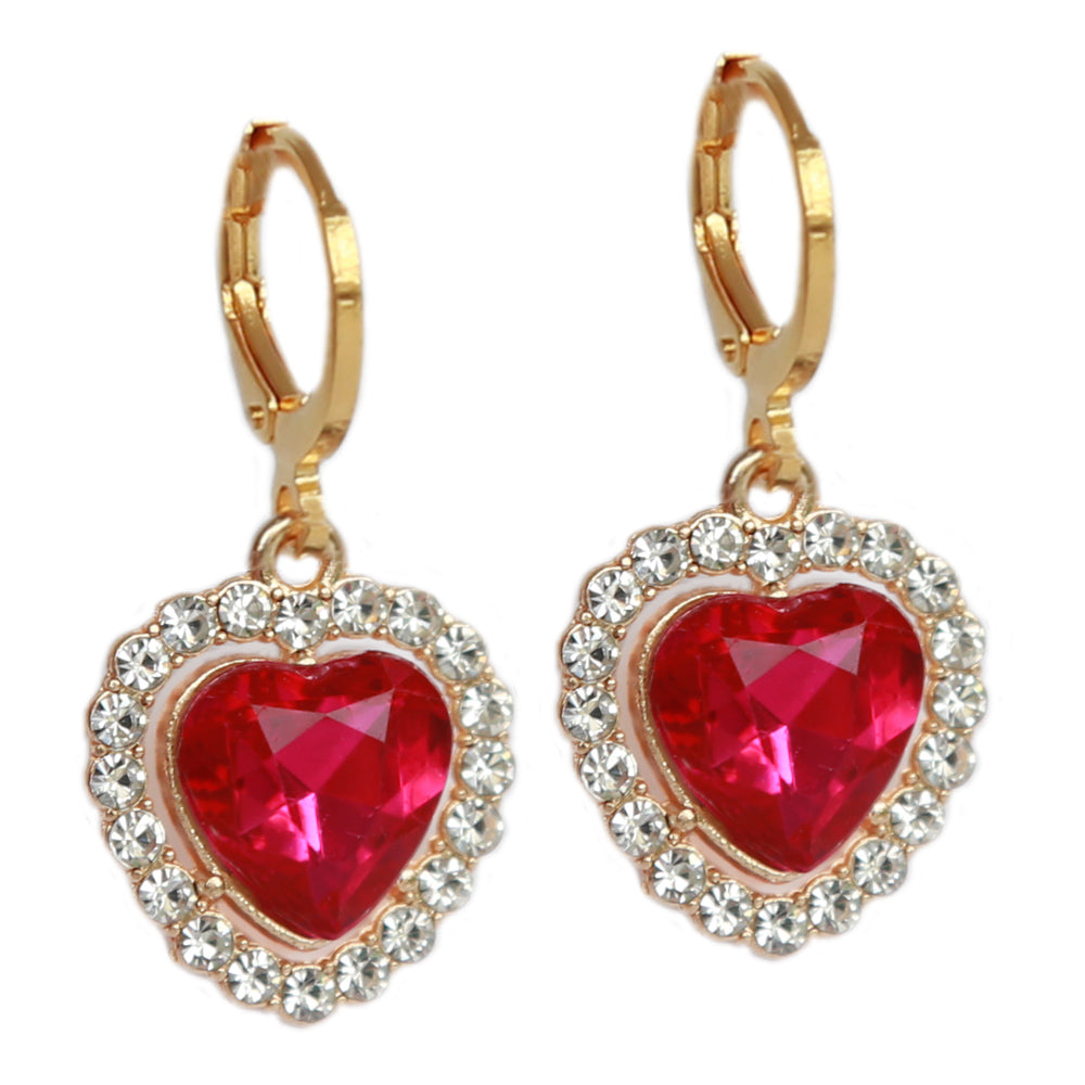 Oorbellen strass heart pink