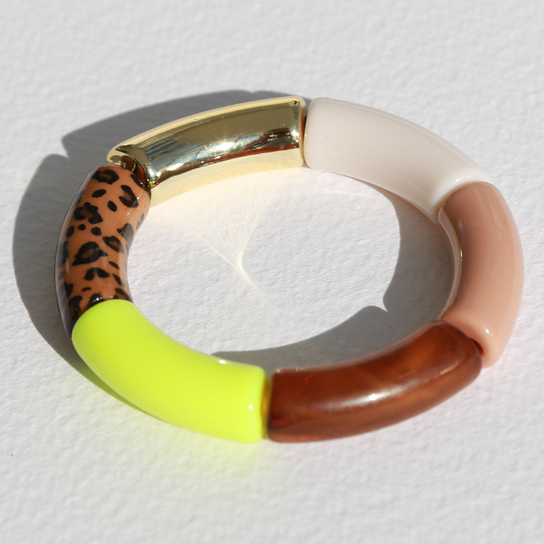 Penne bracelet neon yellow leopard