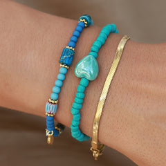 Pulsera piedra corazón azul