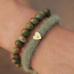 Bracelet unakite vert