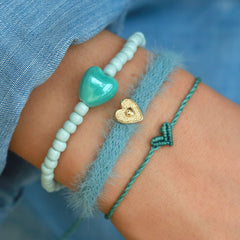 Bracelet stone heart sea green