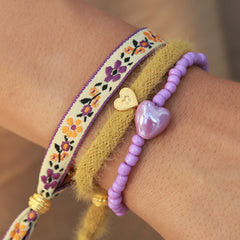 Bracelet stone coeur lavande