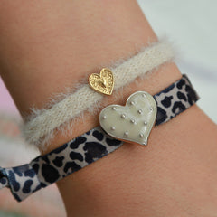 Armband studs luipaard beige