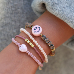 Bracelet stone coeur rosé