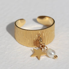 Bague en or étoile de perle