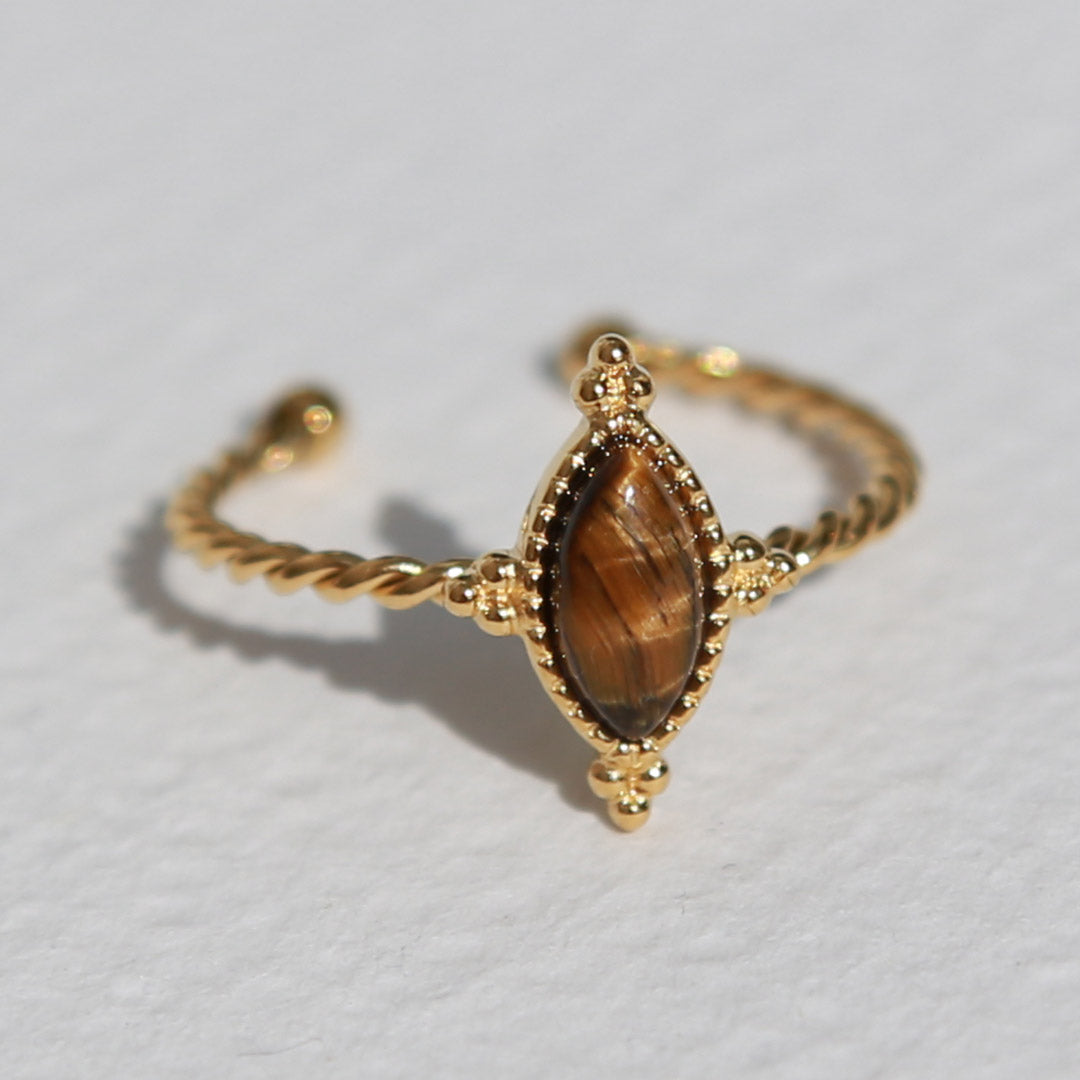 Gold ring twisted Tiger Eye