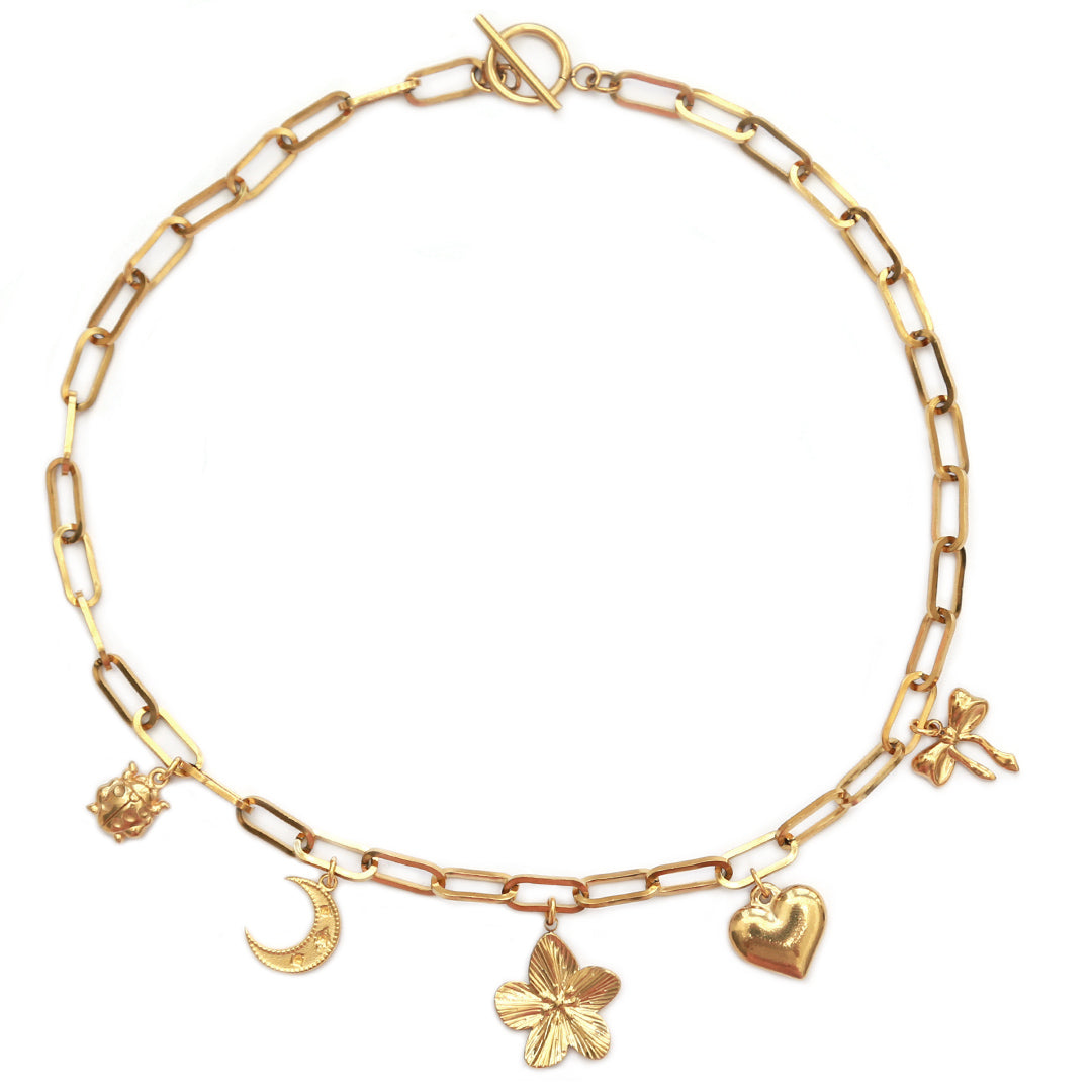 Cadena de eslabones flor luna