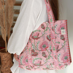 Blockprint schoudertas peach
