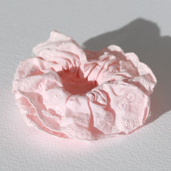 Pink embroidered scrunchie