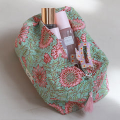 Neceser estampado Fez verde mar rosa L