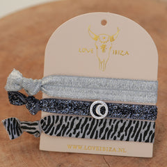 Ibiza elastiekjes zebra glitter