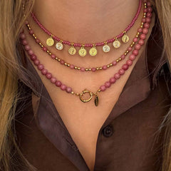 Miyuki necklace with golden coins rose