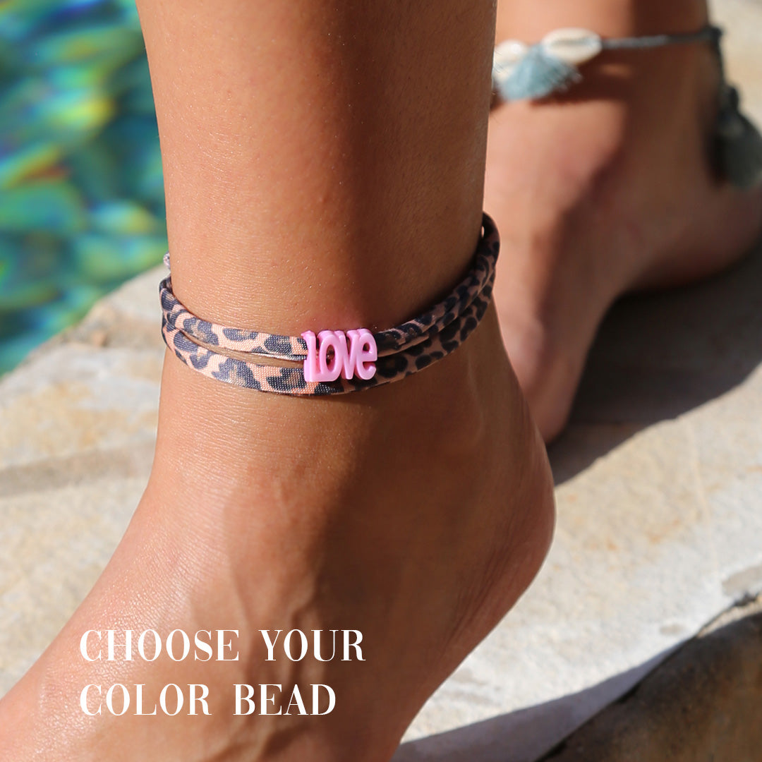Bracelet de cheville léopard love - choisissez votre propre couleur !