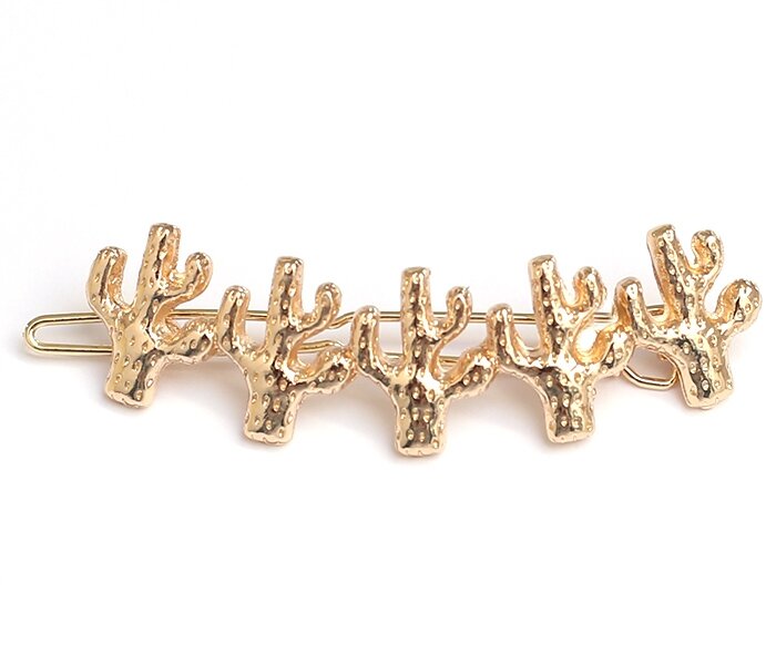 Cactus haarspange gold