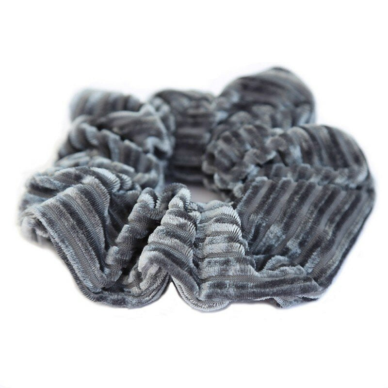 Velvet rib scrunchie grijs/blauw