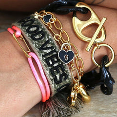 Bracelet black marble chain gold