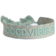 Woven bracelet good vibes only mint