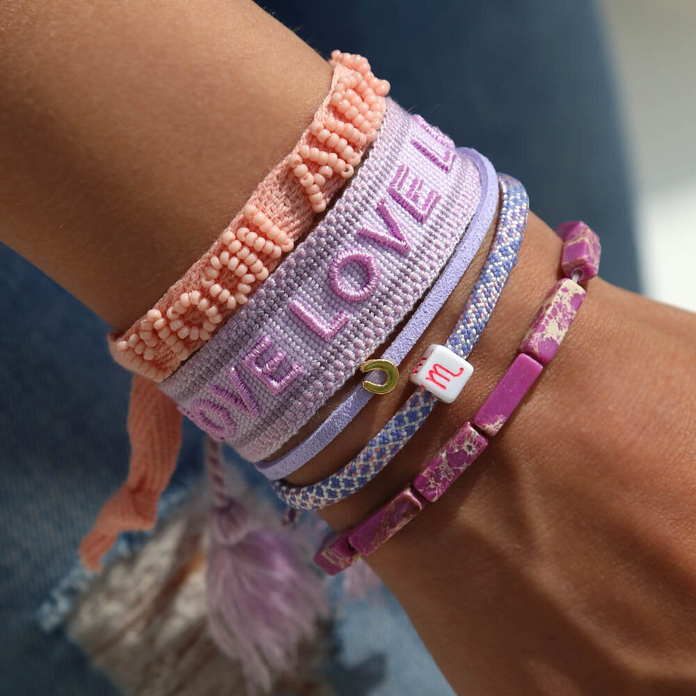 Woven bracelet lilac LOVE