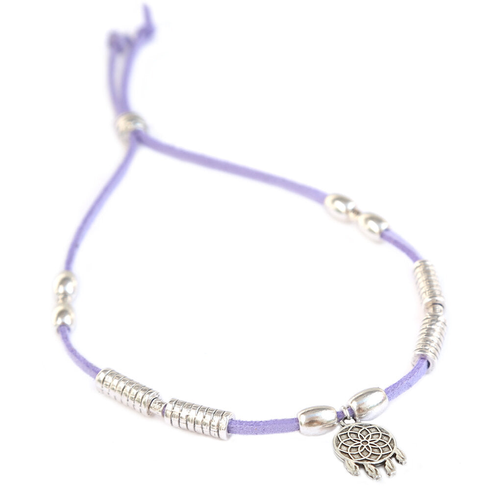 Bracelet de cheville dreamcatcher lilas
