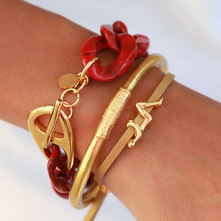 Armband chain scarlet red gold