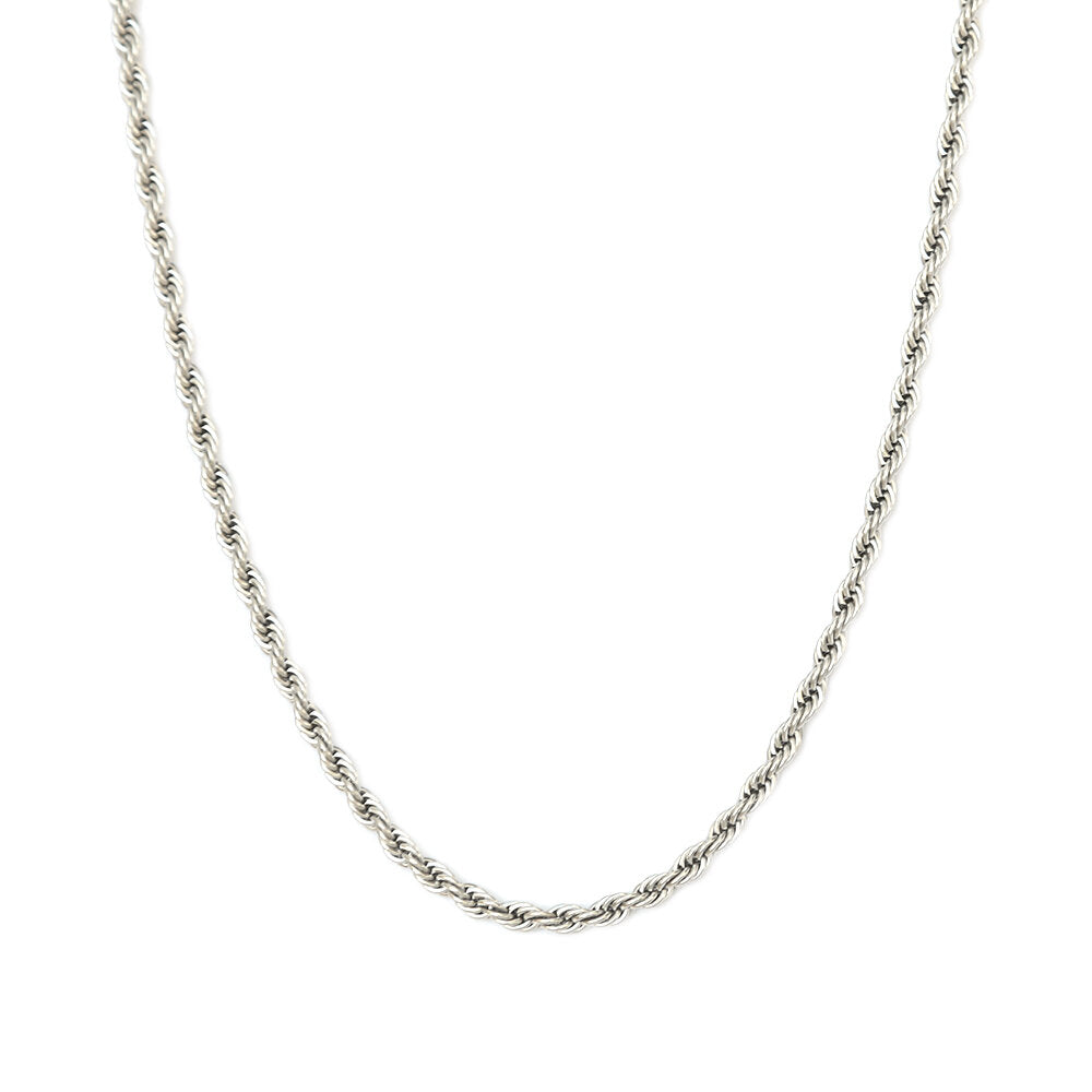 Silver necklace twisted