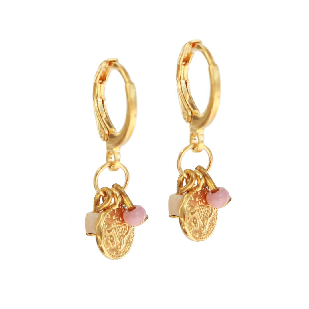 Boucles d'oreilles en or coin pastel