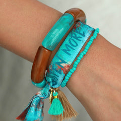 Bracelet penne marron turquoise