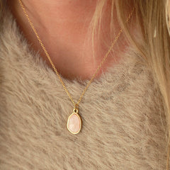Gold necklace rose quartz