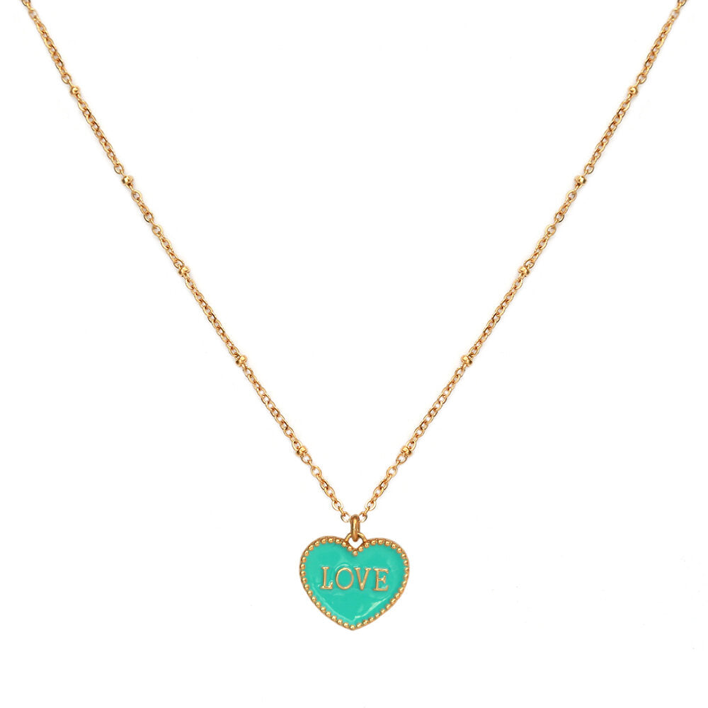 Gouden ketting turquoise heart love