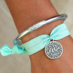 Bracelet Ibiza baby blue coin argent