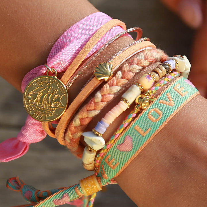 Woven bracelet love pastel