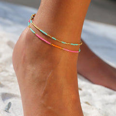 Bracelet de cheville miyuki menthe or